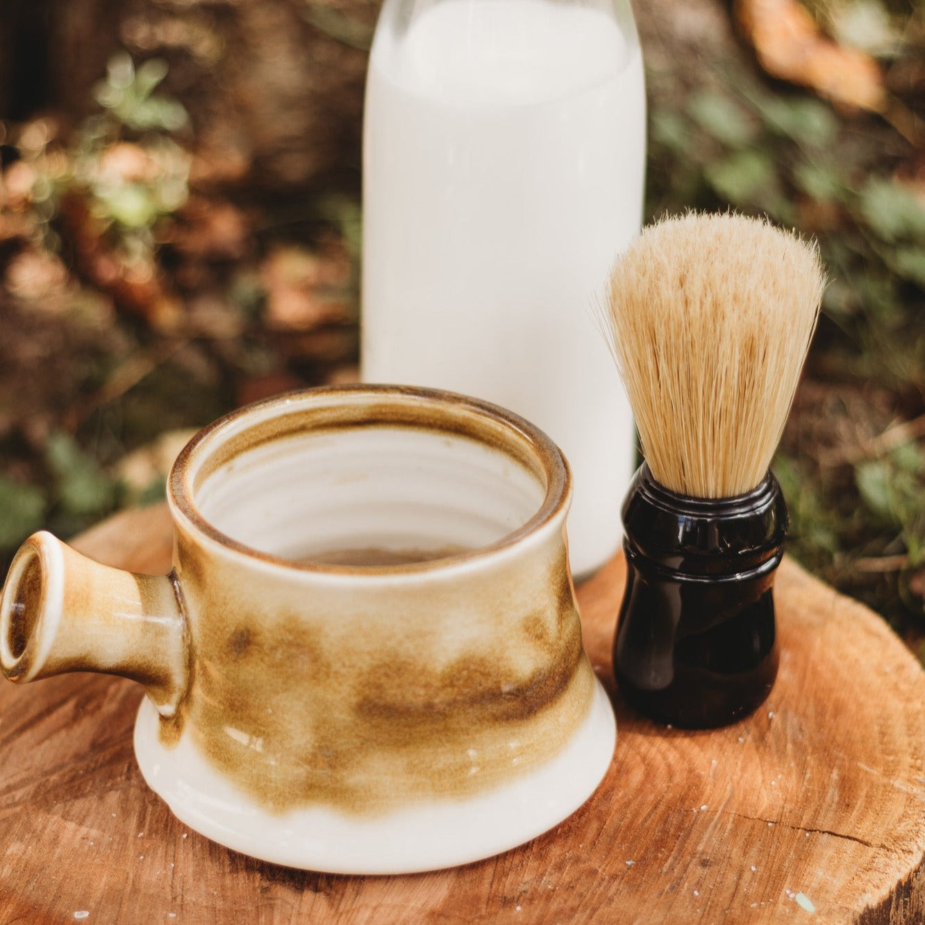 Goats' Milk Shave Soap 5 oz. in Hand thrown Mug (mug color varies)
