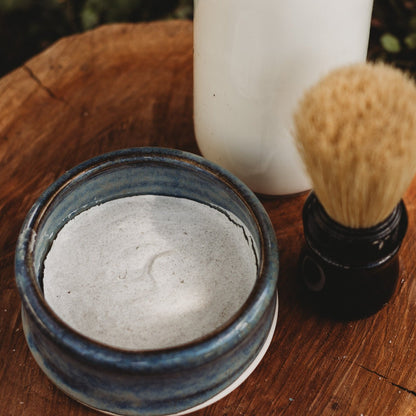 Goats' Milk Shave Soap 3oz. in Hand thrown Dish (dish color varies)